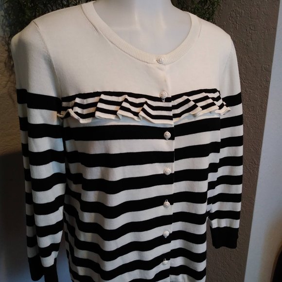 TALBOTS Ruffles & Stripes Sweater - Picture 2 of 14